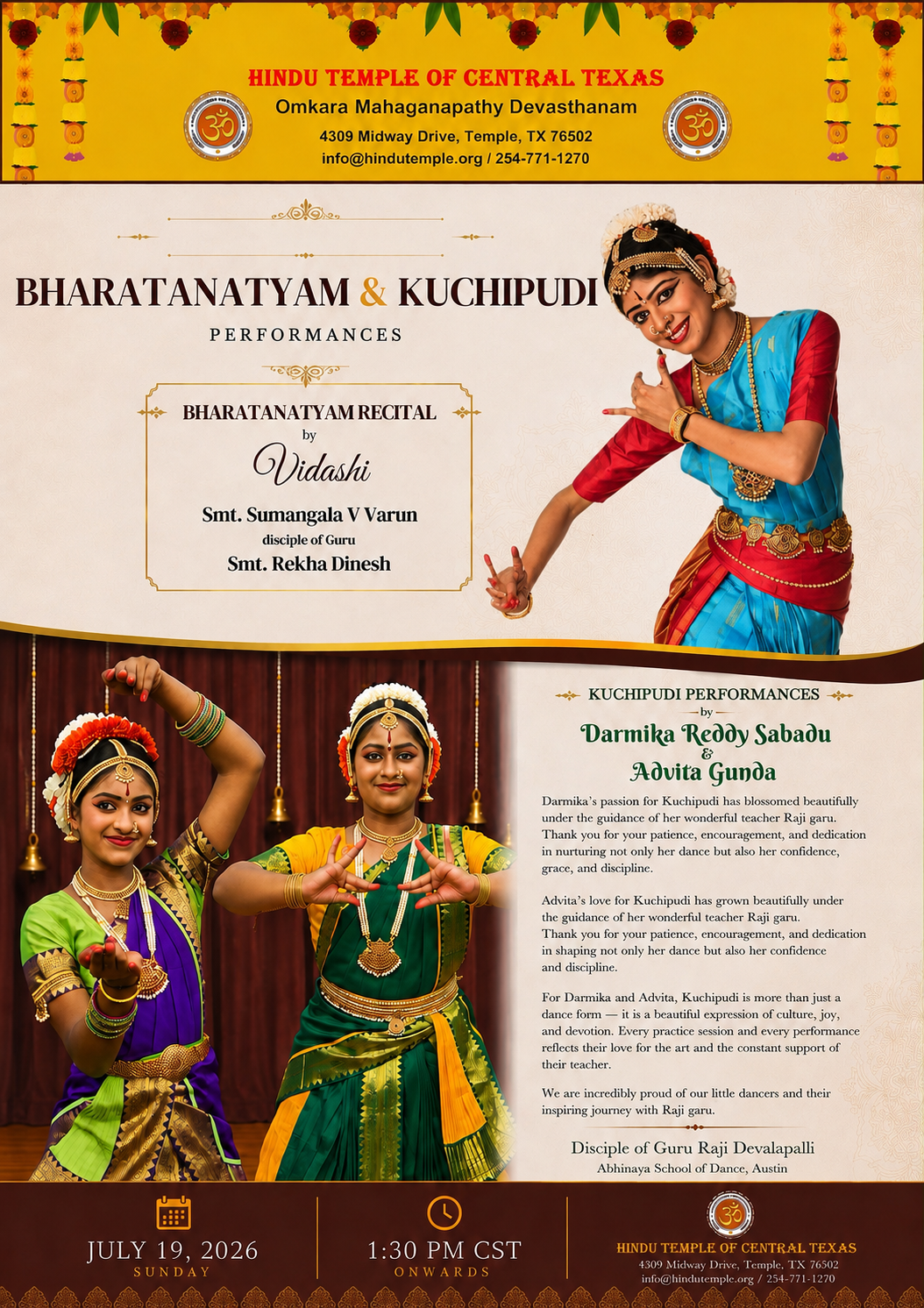 Bharatanatyam & Kuchipudi Performances